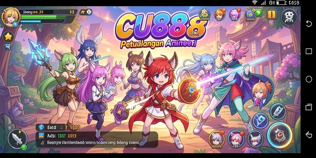 Tampilan gameplay yang menawan dan karakter Anime yang mendebarkan.