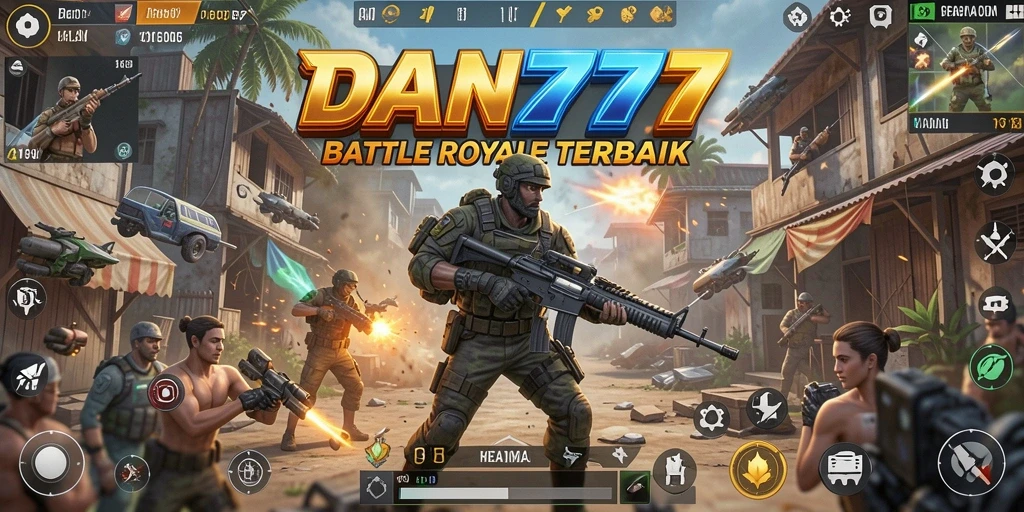 Screenshot gameplay <strong>DAN777</strong> menampilkan aksi seru di arena Battle Royale.