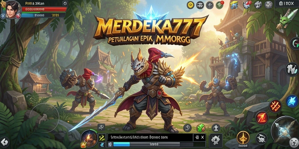 Tampilan gameplay MERDEKA777 yang menampilkan petualangan epik di dunia fantasi.